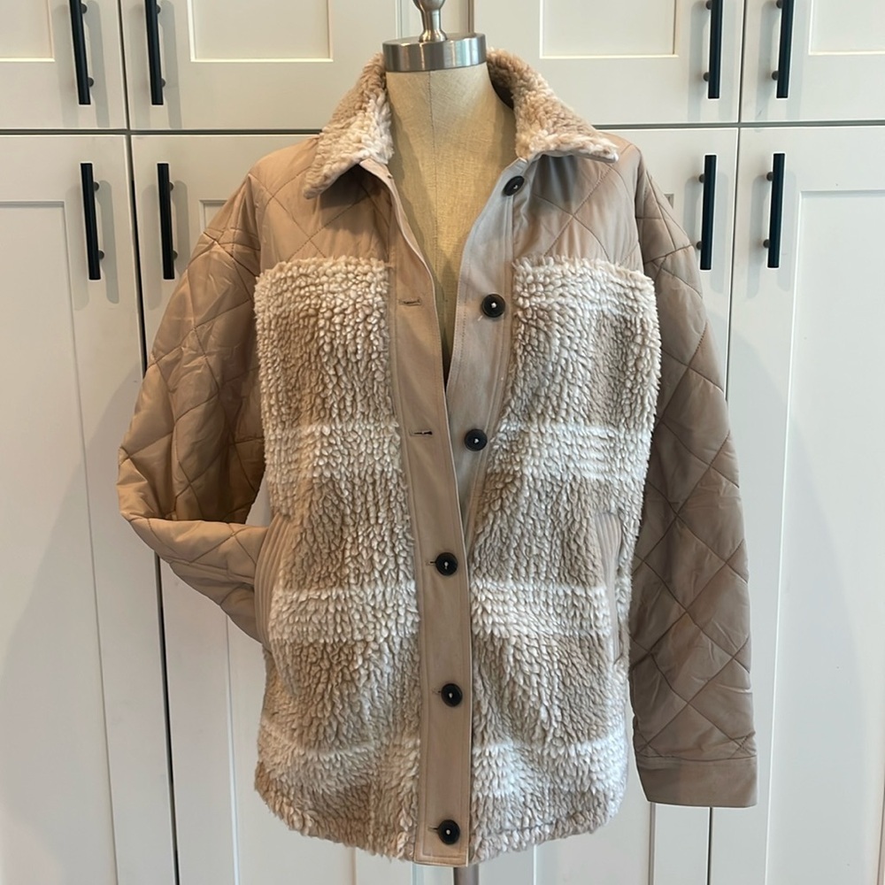 Carve Designs Tan and Cream Quilted Jacket